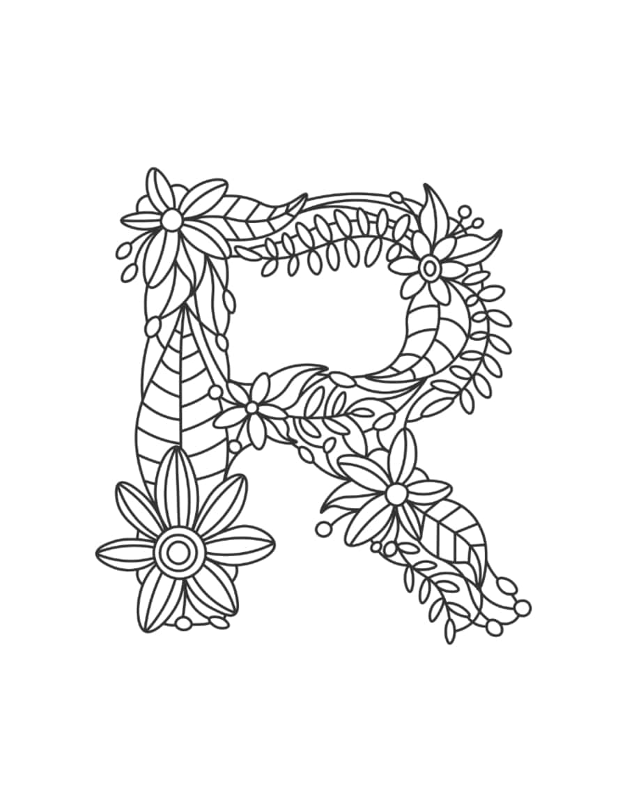 Flower Letter R Coloring Pages Pdf Free Vectors